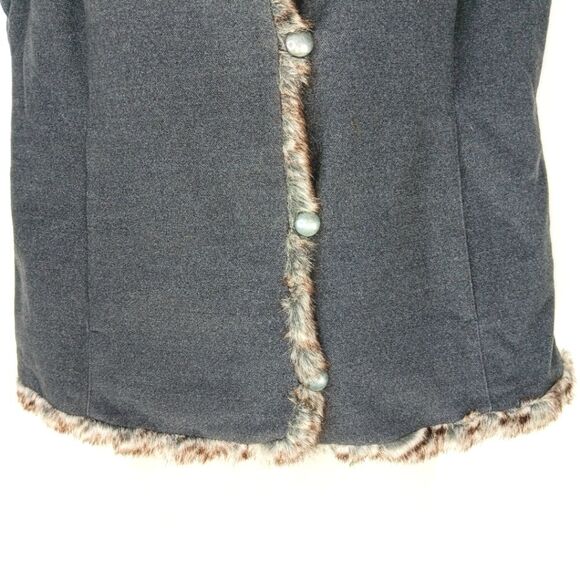 J. JILL Faux Fur Trim Charcoal Gray Vest Size Small - Picture 5 of 8